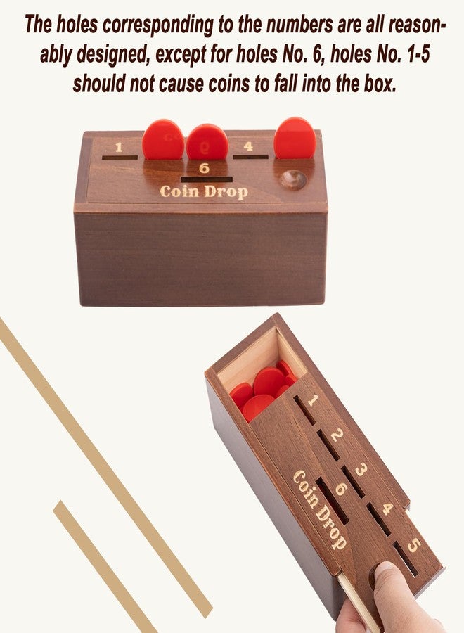 WodGod Coin Drop Game for 2-6 Players,Penny Game Contains 50 Coins,Wooden Game Box and 1 Dice,a Fun Board Game to Interact with Family and Friends - Image 3